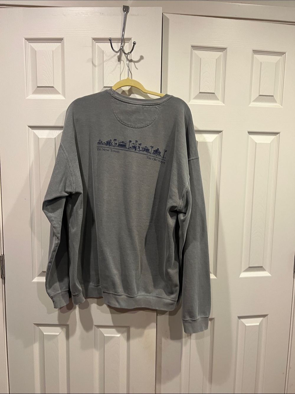 Iconic SEASIDE Men's Crewneck Sweatshirt in Gray with Navy Text - Picture 6 of 9